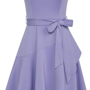 Women's Wedding Guest Dress Square Neck Wrap Tank Midi Dress Ruffle Hem A Line Cocktail Party Dresses