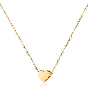 14K Gold Plated Cubic Zirconia Heart Necklace | Cute Dainty Love Pendant Necklaces for Women