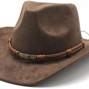 Cowboy Hat for Women and Men Western Suede Hat Panama Hat Cowboy & Cowgirl Hat Felt Wide Brim Women Men Fedora Hats
