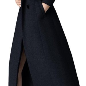 Women's cashmere coat Long Trench Coat black Woolen coat