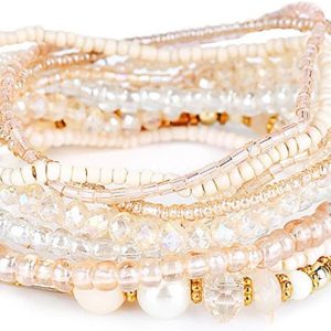 Bohemian Crystal Beaded Stackable Bracelets Handmade Colorful Crystal Pearl Seed Bea Bracelets for Women Jewelry