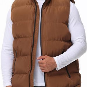 Men'S Winter Lightweight Puffer Vest Sleeveless Jacket Casual Puffy Vests