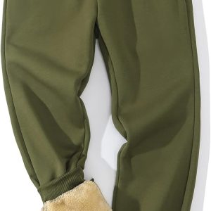 Men Sweatpants Sherpa Fleece Lined Sweatpants Winter Thermal Active Outdoor Sports Track Jogger Pants