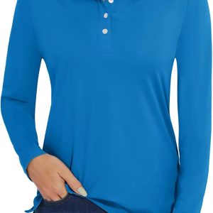 Women's Polo Shirts Long Sleeve Golf T Shirt Quick Dry UPF 50+ Sun Protection Lightweight Athletic Tennis Shirts
