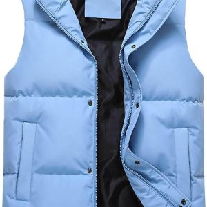 Men's Puffer Vest Quilted Sleeveless Jacket Winter Warm Outerwear Stand Collar Lightweight Down Vest with Pockets