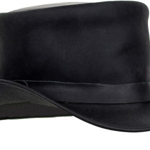 Black Leather Top Hat for Men Women Halloween Costume Topper  Hat for Adult Short Deadman Tophat