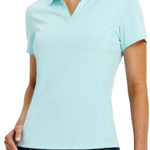 Women's Golf Shirts Polo Collared V Neck Shorts Sleeve Tennis Shirt Lightweight Quick Dry UPF50+