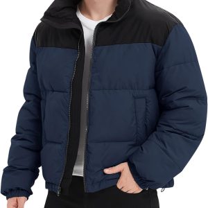 Men Puffer Jacket Winter Coats Water Resistant Long Sleeve Zip Up Lightweight Quilted Down Jackets