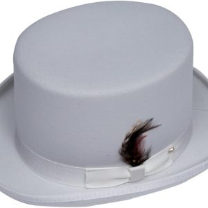 New Men's White Top Hat - 100% Wool, Extremely Stylish, Very