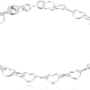 Sterling Silver 5.3mm Heart-Link Bracelet
