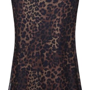 Women's Gothic Mesh Maxi Skirt Elastic High Waisted Flowy Bodycon Y2k Leopard Print Long Skirts for Women