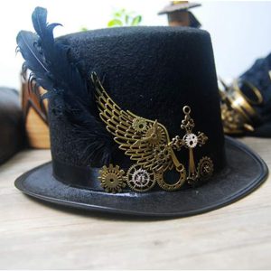 Men Women  Hat Men Women Black  Top Hat with Feather Dance Party Hat DIY Hat Size 57CM (Color : Black, Size : 57cm)