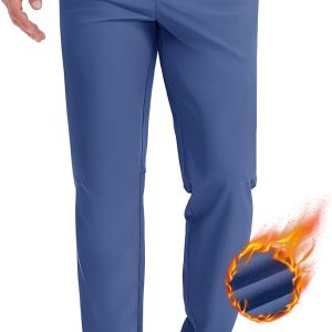 Winter Golf Pants for Men Fleece Lined Work Business Casual Dress Slacks Water Resistant Stretch Warm Trousers
