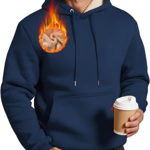Men's Sherpa Fleece Lined Hoodie Thick Pullover Hooded Winter Warm Casual Athletic Sweatshirt with Kangaroo Pocket