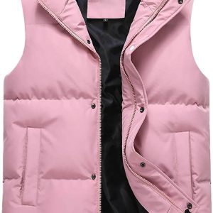 Men's Puffer Vest Quilted Sleeveless Jacket Winter Warm Outerwear Stand Collar Lightweight Down Vest with Pockets