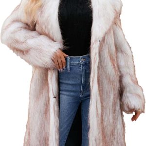 Womens Long Faux Fur Coat Oversized Loose Winter Jackets Trendy Luxury Trench Coat 2025 Open Front Lapel Outerwear