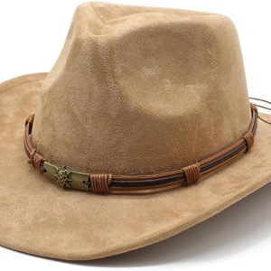 Cowboy Hat for Women and Men Western Suede Hat Panama Hat Cowboy & Cowgirl Hat Felt Wide Brim Women Men Fedora Hats