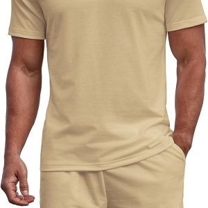 Men Summer Track Suits 2 Piece Shorts Sets Short Sleeve Sweatsuit Outfits Zip Golf Casual Polo Shirts and Shorts