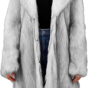 Womens Long Faux Fur Coat Oversized Loose Winter Jackets Trendy Luxury Trench Coat 2025 Open Front Lapel Outerwear