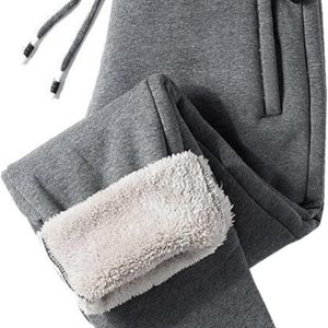 Mens Sweatpants Winter Fleece Lined Thermal Jogger Pants Drawstring with Zipper Pockets Lightweight Athletic Pants