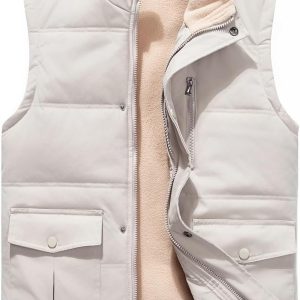 Men's Winter Outerwear Vests Puffer Fleece Lined Quilted Vest Casual Sleeveless Jacket