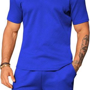 Men 2 Piece Short Sets Summer Outfits Short Sleeve Polo Shirt and Shorts Set Casual Beach Outfits