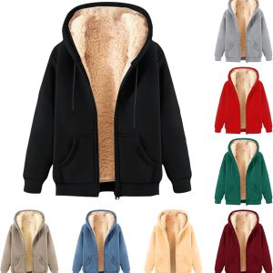 Mens Zip Up Hoodie Fleece Warm Comfortable Hooded Sweatshirts Casual Fashion Sherpa Lined Fall Winter Jackets Pockets
