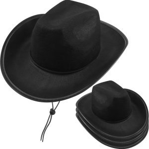4 Pack Kids Cowboy Hat Felt Western Plain Cowboy Hat for Child Cowboy Party Cosplay Dress-Up Stage Play Accessory