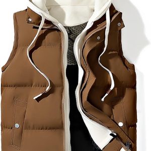 Mens Packable Puffer Vest Big and Tall Sleeveless Jacket Zip Up Fleece Vest Winter Warm Vest with Pockets