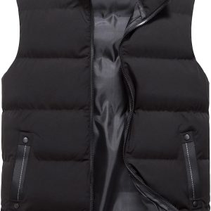 Mens Puffer Vest Quilted Outerwear Winter Warm Down Puffy Vests Lightweight Casual Padded Jacket
