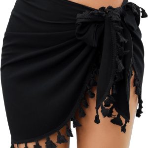 Women's Sarong Coverups Bathing Suit Wrap Skirt Beach Wrap Swimsuit Cover Ups with Tassels