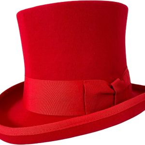 Red Wool Felt Top Hat   6" Tall Gentlemen Magic Cowboy  Costume Rock Hat  Hat