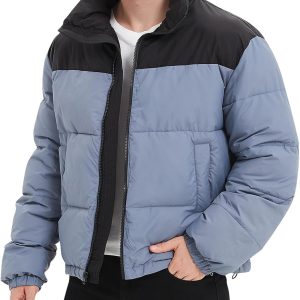 Men Puffer Jacket Winter Coats Water Resistant Long Sleeve Zip Up Lightweight Quilted Down Jackets