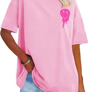 Womens Oversized Tshirt Graphic Tees Crew Neck Summer Short Sleeve Loose Fit Tops