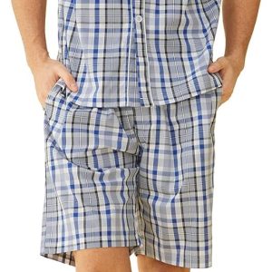 Men Summer Cotton Pajamas Shorts Set