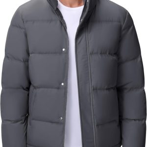 Men’s Down Jacket Zip Up Warm Puffer Jacket Winter Coats Water Resistant Windproof Insulated Jacket