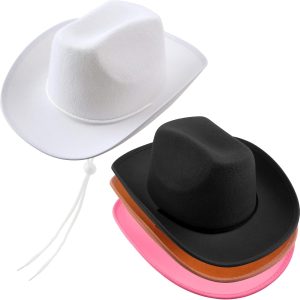 4 Pack Kids Cowboy Hat Felt Western Plain Cowboy Hat for Child Cowboy Party Cosplay Dress-Up Stage Play Accessory