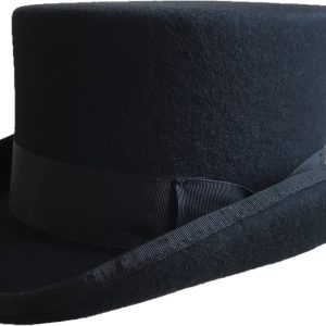 Black Wool Felt Low Short Top Hat  Topper Hats for Women Men