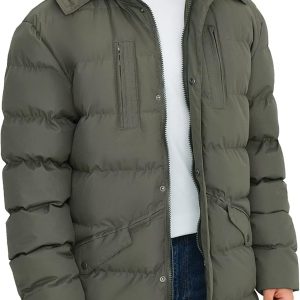 Men's Long Winter Coats Warm Water Resistant Puffy Hooded Windbreaker Insulated Thicken Jackets with Hood