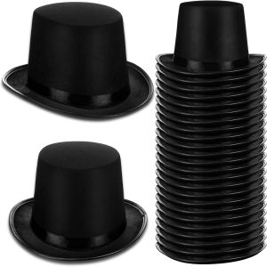 24 Pack Black Top Felt Hat Tall Magician Hat Funny Party Costume Hat for Adults Men Women Dress Up Cosplay Party Vintage Accessories