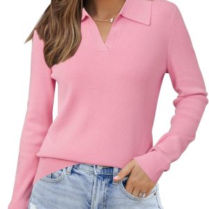Women’s Wool Blend Polo Shirts Fall Sweaters Business Casual Outfits 2025