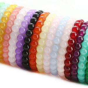 18Pcs 8mm Beaded Stretch Bracelet Handmade Round Glass Bracelet for Women Multicolor Matte Bea Elastic Bracelet