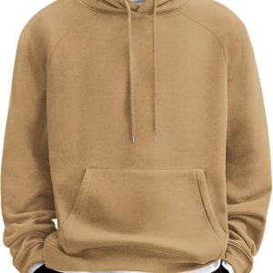 Men's Fleece Hoodie Long Sleeve Hooded Sweatshirt Casual Basic Essential Drawstring Pullover Hoodie With Pocket