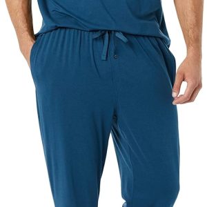 Men Cotton Modal T-Shirt and Full-Length Bottom Pajama Set