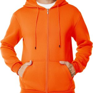 Mens Zip Up Hoodie Long Sleeve Fleece Casual Hooded Sweatshirts Athletic Full Zip Jacket with Pockets