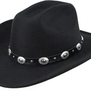 Classic Western-Cowboy-Hat Men WoMen's Wide Brim Cowgirl Hats Felt Fedora hat (S-M)