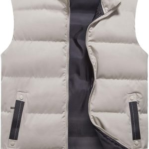 Mens Puffer Vest Quilted Outerwear Winter Warm Down Puffy Vests Lightweight Casual Padded Jacket