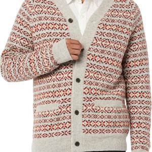 Men Lambs Wool V-Neck Cardigan Sweater with Pockets (Previously )