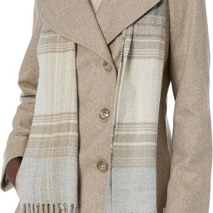 Women's Double Breasted Peacoat with Scarf
