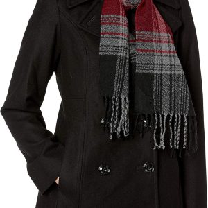 Women's Double Breasted Peacoat with Scarf